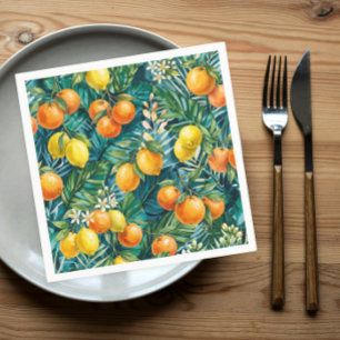 Kleurrijke Mediterrane Citrusvruchten Aquarel Servet