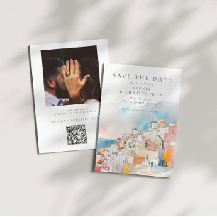 Kleurrijke mediterrane landschap foto bruiloft save the date