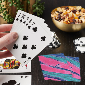 Kleurrijke Meerkleurige Abstracte Strepen op Blauw Pokerkaarten