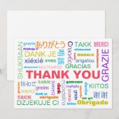Kleurrijke meertalige typografie plat bedankkaart (Voorkant / Achterkant)
