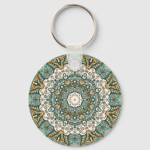 Kleurrijke Mehndi Tegel Naadloze Tracery Sleutelhanger