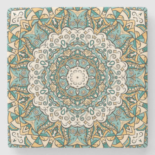 Kleurrijke Mehndi Tegel Naadloze Tracery Stenen Onderzetter