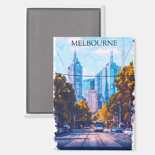 Kleurrijke Melbourne Australia City Uitzicht Reize Magneet