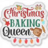 Kleurrijke Merry Christmas Baking Sticker (Voorkant)