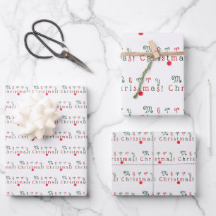 Kleurrijke Merry Christmas en Ornament Pattern, Fu Inpakpapier Vel