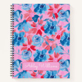 Kleurrijke met de hand geschilderde bloemen – Rood Notitieboek (Voorkant)