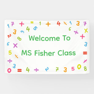 Kleurrijke met de hand getekende nummers school we spandoek