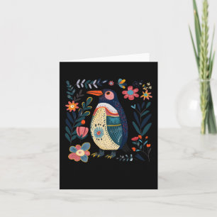 Kleurrijke met de hand getekende pinguïllustratie  kaart