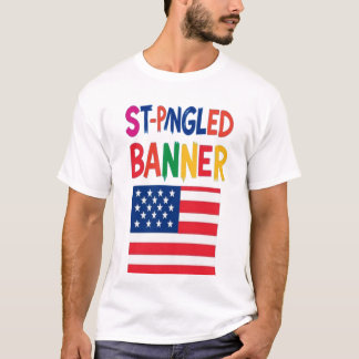 Kleurrijke met sterren bezaaide banier USA vlag T- T-shirt