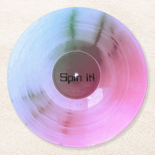 Kleurrijke metalen vinylretro bekleding ronde kartonnen onderzetter