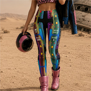 Kleurrijke Metalige Mechanische Android Robot Leggings