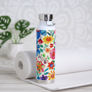 Kleurrijke Mexicaanse bloemen Waterfles