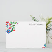 Kleurrijke Mexicaanse borduurwerk voor aangepaste Briefpapier (Staand voorkant)