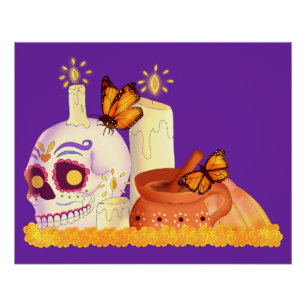 Kleurrijke Mexicaanse dag van de dode suikerschede Perfect Poster