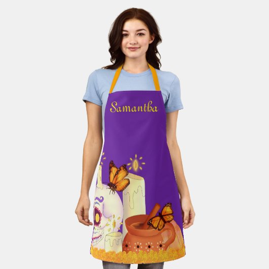 Kleurrijke Mexicaanse dag van de dode suikerschede Schort (Gedragen)