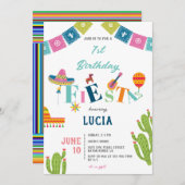 Kleurrijke Mexicaanse Fiesta Cactus 1e Verjaardag Kaart (Voorkant / Achterkant)