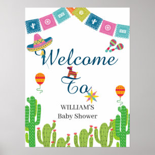 Kleurrijke Mexicaanse Fiesta Cactus Baby Shower Poster