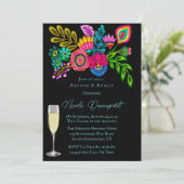 Kleurrijke Mexicaanse Flora Brunch en Mousserende Kaart (Staand voorkant)