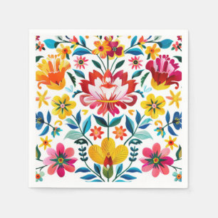 Kleurrijke Mexicaanse Folk Art Floral Servet