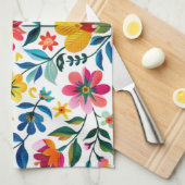 Kleurrijke Mexicaanse Folk Art Floral Theedoek (Quarter Fold)