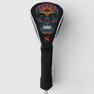 Kleurrijke Mexicaanse Schedel Monogram Initiaal Golfheadcover