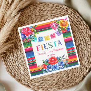 Kleurrijke Mexicaanse Serape & Bloemrijke Verjaard Servet