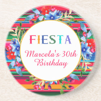Kleurrijke Mexicaanse Serape Fiesta Verjaardag Zandsteen Onderzetter
