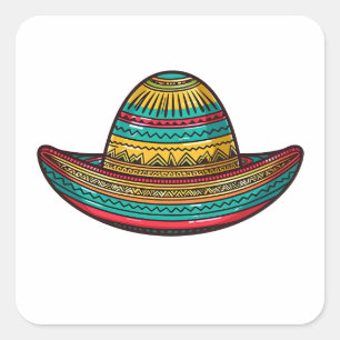 Kleurrijke Mexicaanse Sombrero Cinco De Mayo Vierkante Sticker