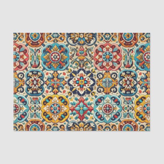 Kleurrijke Mexicaanse Tegels Tissuepapier (Voorkant)