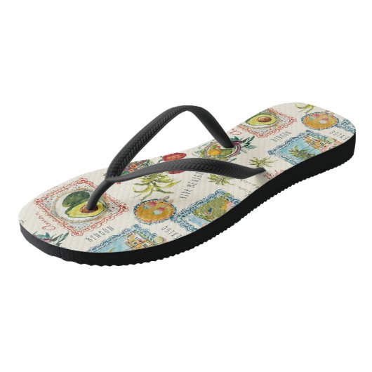 Kleurrijke Mexicaanse Travel Print Monogram Teenslippers (Schuin)