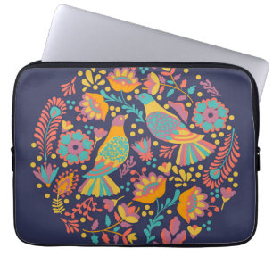 Kleurrijke Mexicaanse volks kunst vogels en bloeme Laptop Sleeve