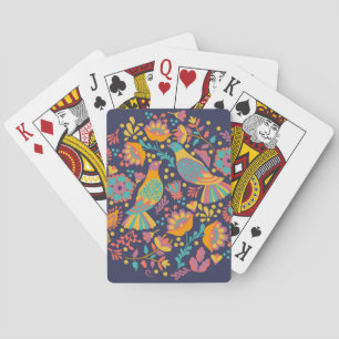 Kleurrijke Mexicaanse volks kunst vogels en bloeme Pokerkaarten