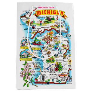 Kleurrijke Michigan kaart Medium Cadeauzakje
