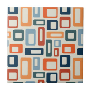 Kleurrijke Mid Century-stijlvormen Tegeltje