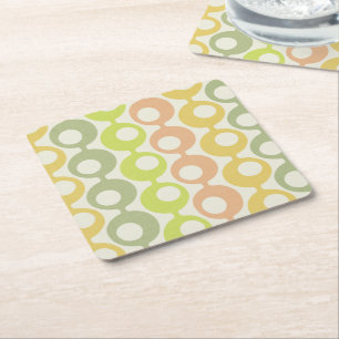 Kleurrijke middeleeuwse cirkels     vierkante kartonnen onderzetter