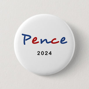 Kleurrijke Mike Pence 2024 Script Tekst Ronde Button 5,7 Cm