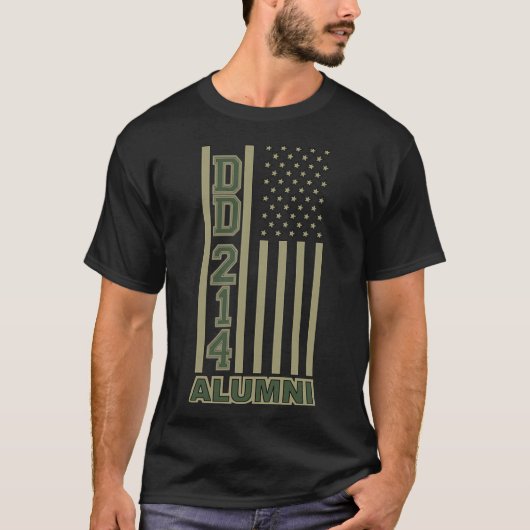 KLEURRIJKE MILITAIRE ALUMNI Leger DD214 Groen en T T-shirt (Voorkant)