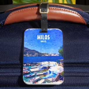 Kleurrijke Milos Griekenland Travel Art Bagagelabel