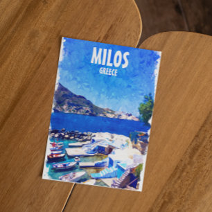 Kleurrijke Milos Griekenland Travel Art Briefkaart