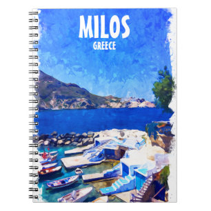 Kleurrijke Milos Griekenland Travel Art Notitieboek