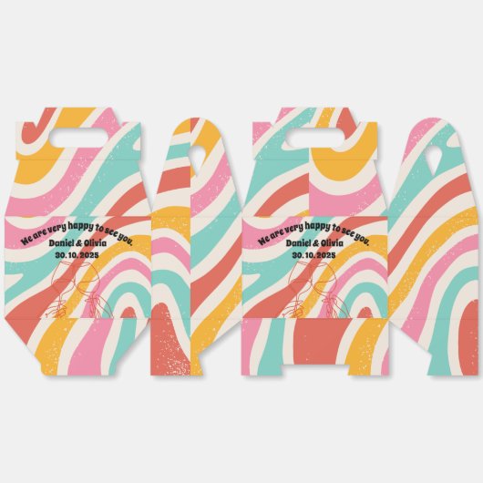 Kleurrijke minimalistische bruiloft bedankdoosjes (Ongevouwen)
