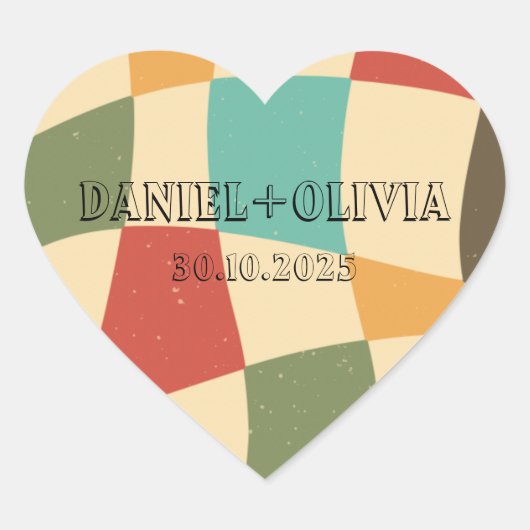 Kleurrijke minimalistische bruiloft hart sticker (Voorkant)