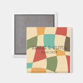 Kleurrijke minimalistische bruiloft magneet (Voorkant / Achterkant)