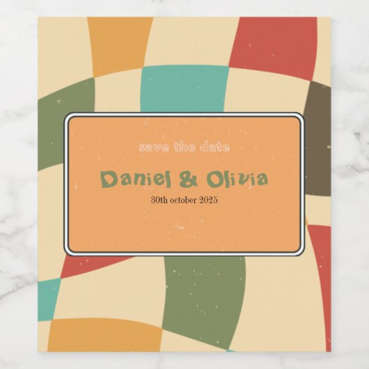 Kleurrijke minimalistische bruiloft wijn etiket (Enkel label)