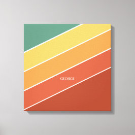 Kleurrijke minimalistische diagonale strepen naam canvas afdruk