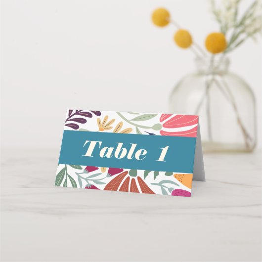Kleurrijke Mismatch Floral Retro Trouwtafel (Voorkant)