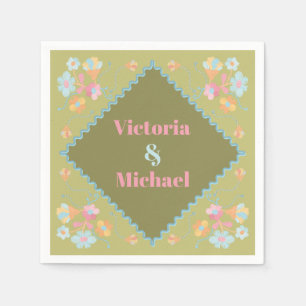 Kleurrijke mod borduurwerk servet