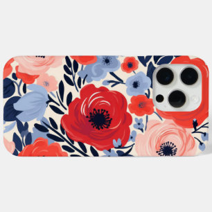 Kleurrijke Modern Rood Wit Blauw Waterverf Bloemen iPhone 15 Pro Max Hoesje