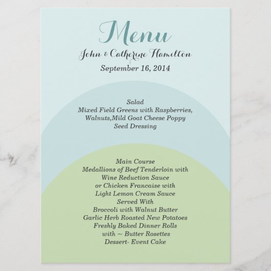 Kleurrijke moderne aangepaste bruiloft menu (Voorkant)