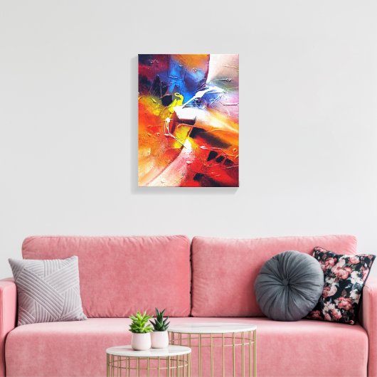Kleurrijke moderne Abstracte expressionistische st Canvas Afdruk (Insitu (Woonkamer))
